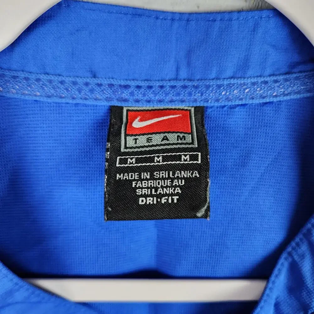 Vintage Nike Team Pullover Mens Medium Blue Dri-FIT 1/4 Zip Mesh Blank Sports